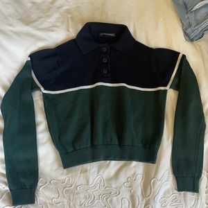 Navy and green sweater